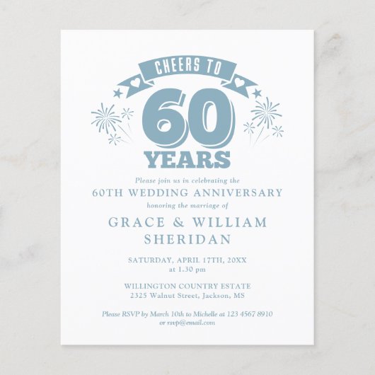 Papier Le budget encourage à 60e anniversaire Invitation (Devant)