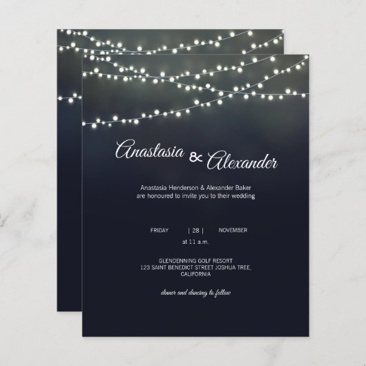 Papier Le budget est brillant. Faire-part de mariage. Inv (Devant / Derrière)