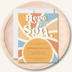 Papier Le Budget Ici Le Fils Baby shower Invitation