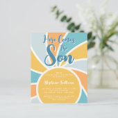 Papier Le Budget Ici Le Fils Baby shower Invitation (Debout devant)