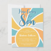 Papier Le Budget Ici Le Fils Baby shower Invitation (Devant)