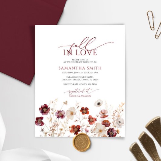 Papier Le Budget Tombe Dans L'Amour Invitation À La Douch