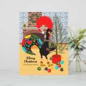 Papier Le coq portugais et les lumières de Noël (Debout devant)