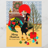 Papier Le coq portugais et les lumières de Noël (Devant)