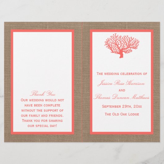 Papier Le Corail Sur Burlap Boho Beach Wedding Collection (Devant)