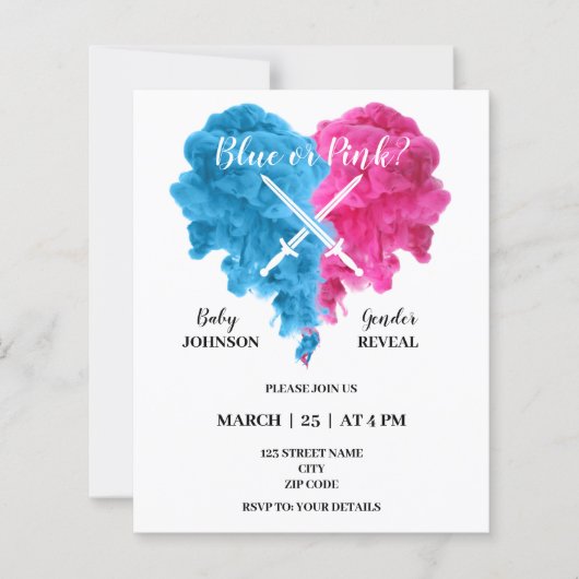 Papier Le genre de boxe révèle les invitations de la fête (Devant)