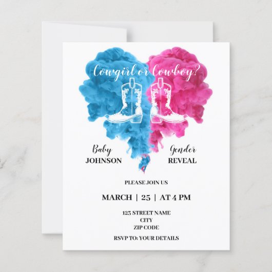 Papier Le genre de boxe révèle les invitations de la fête (Devant)