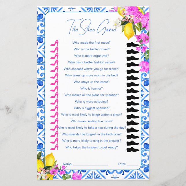 Papier Le jeu de chaussures jeu Fête des mariées (Devant)