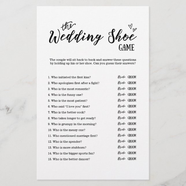 Papier Le jeu de chaussures Mariage pour Mariage ou Fête  (Devant)