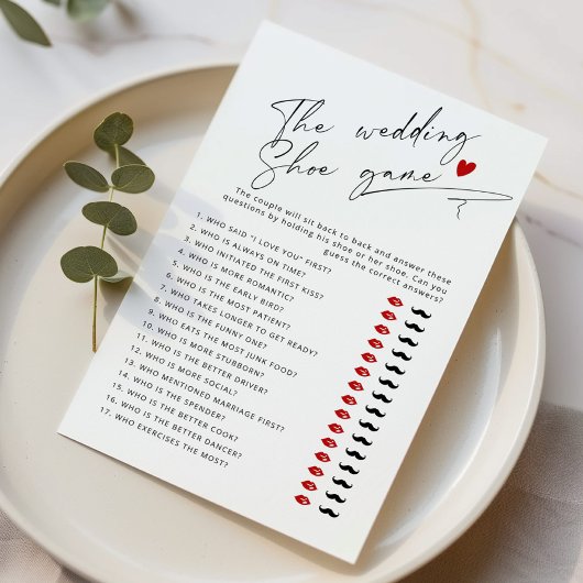 Papier Le jeu de chaussures mariage Script Bridal douche