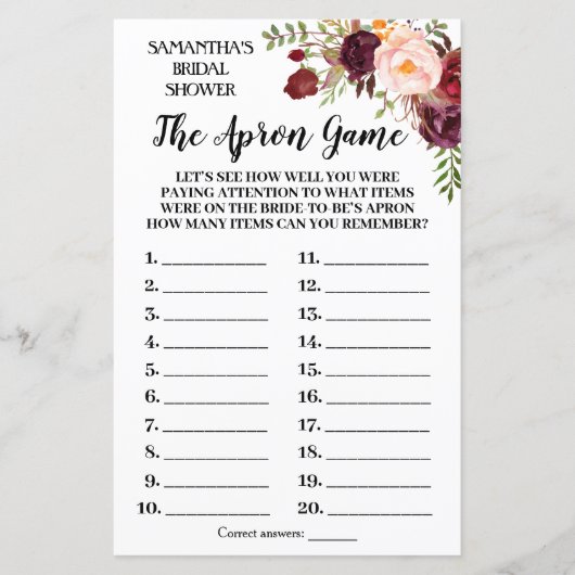 Papier Le Jeu de Fête des mariées des Fleurs de Marsala A (Devant)