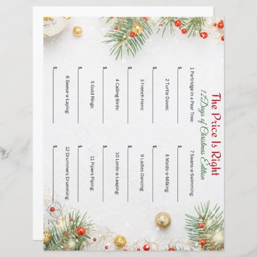 Papier Le Juste Prix - Édition 12 Jours de Noël (Devant / Derrière)