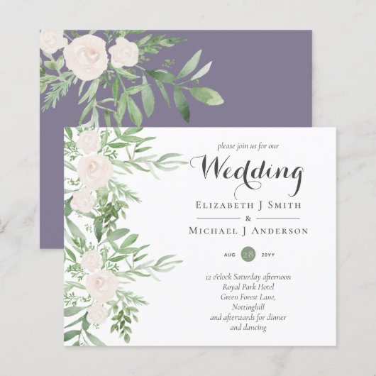 Papier LE MARIAGE DU BUDGET Floral DE Dusty LAVENDER Sage (Devant / Derrière)