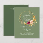 Papier Le moins cher Économisez les dates Floral Wreath B (Devant / Derrière)