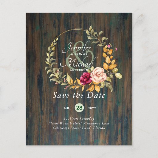 Papier Le moins cher Économisez les dates Floral Wreath B (Devant)