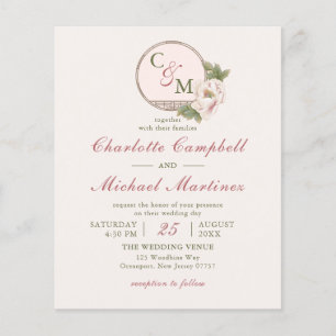 Papier Le Monogramme BUDGÉTAIRE Blush Rose Photo Wedding 