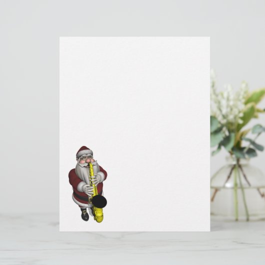 Papier Le Père Noël joue du saxophone (Debout devant)