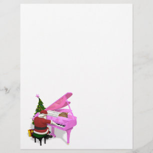 Papier Le Père Noël Joue Un Piano Rose