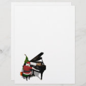 Papier Le Père Noël Jouer Piano (Devant / Derrière)