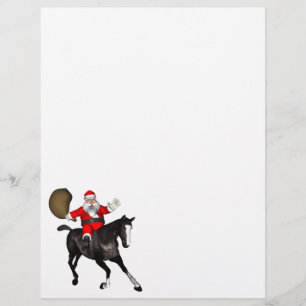 Papier Le Père Noël Monte Un Cheval Noir