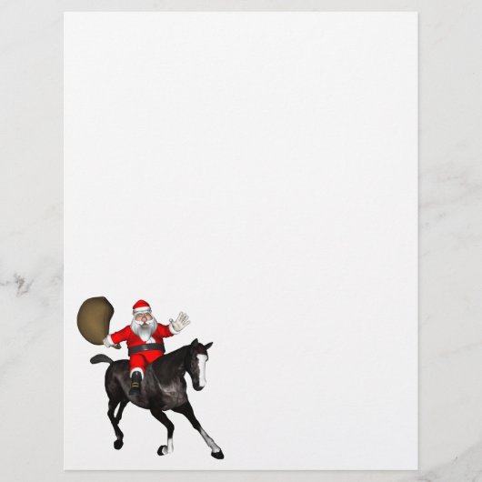 Papier Le Père Noël Monte Un Cheval Noir (Devant)
