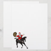 Papier Le Père Noël Monte Un Cheval Noir (Devant / Derrière)