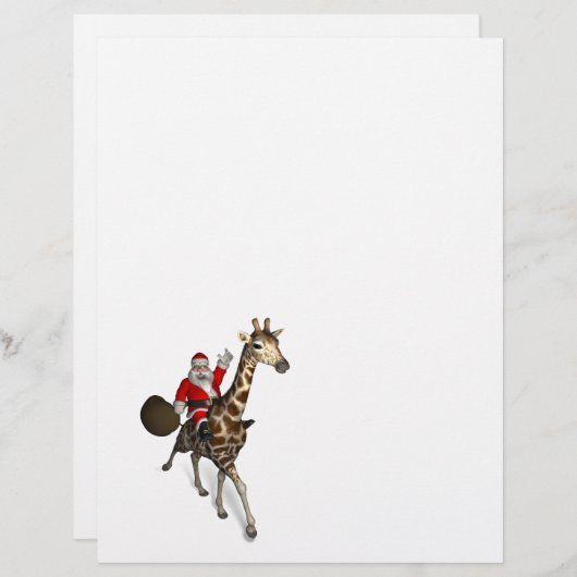 Papier Le Père Noël Monte Une Girafe (Devant / Derrière)