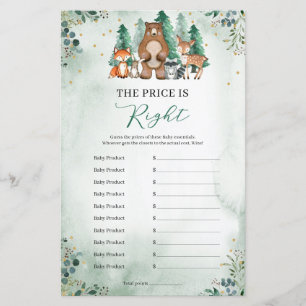 Papier Le prix est bon jeu de Baby shower bois vert