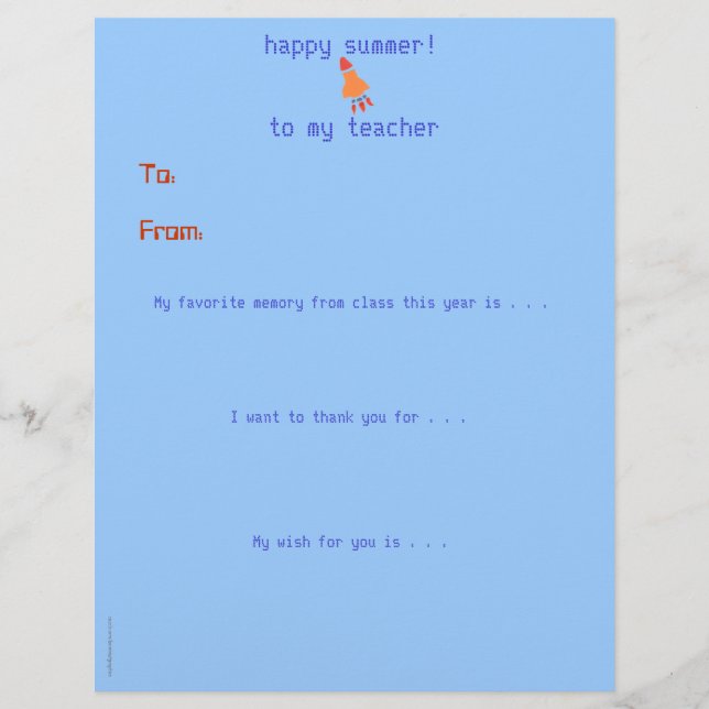 Papier Le professeur personnalisé par fin d'année vous (Devant)