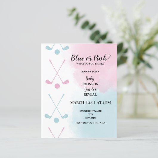 Papier Le thème du golf révèle l'invitation (Debout devant)