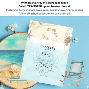 Papier LeahG Beach Côte Destination Mariage Invitation