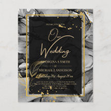 LeahG® Black Gold Alcohol Ink Wedding INVITE