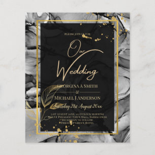 Papier LeahG® Black Gold Alcohol Ink Wedding INVITE