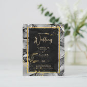 Papier LeahG® Black Gold Alcohol Ink Wedding INVITE (Debout devant)
