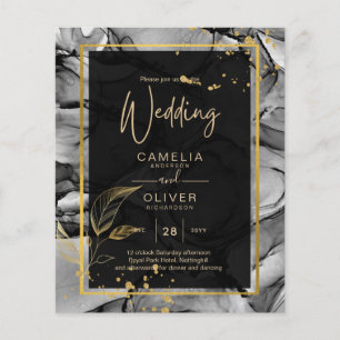 Papier LeahG® Black Gold Alcohol Ink Wedding INVITE