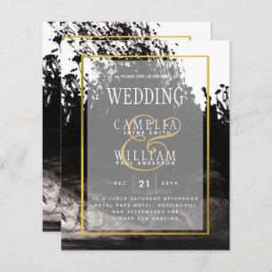 Papier LeahG Black Gold INK Mariage Abstrait Invitation