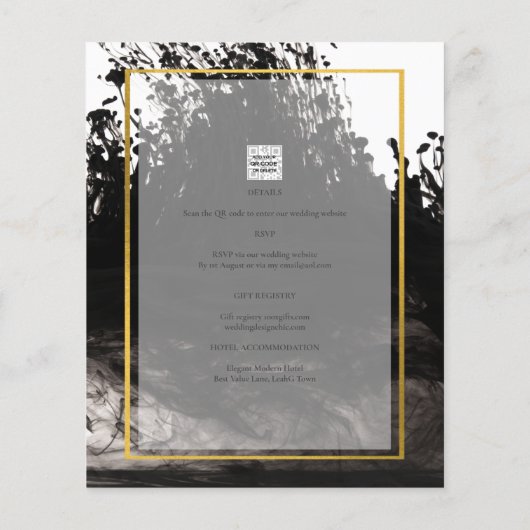 Papier LeahG Black Gold INK Mariage Abstrait Invitation (Dos)