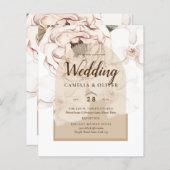 Papier LeahG Blush Champagne Rose Mariage Floral Inviter (Devant / Derrière)