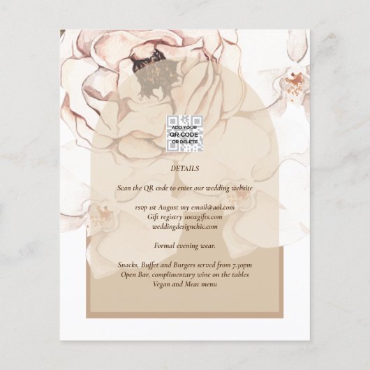 Papier LeahG Blush Champagne Rose Mariage Floral Inviter (Dos)
