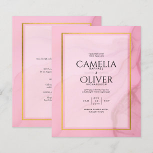 Papier LeahG Blush Pink Gold INK Ombre Wedding INVITE