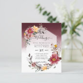 Papier LeahG Bourgogne Jaune Mariage Floral Invitation (Debout devant)