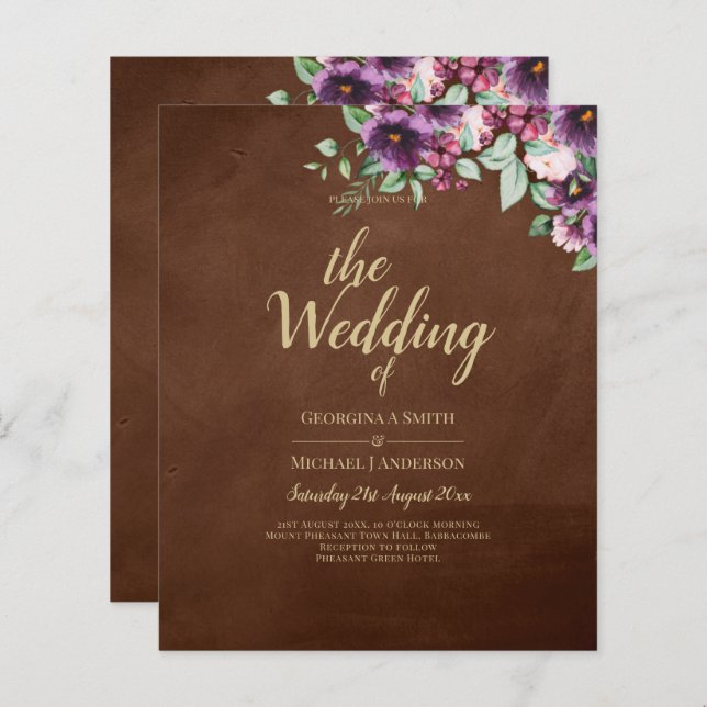 Papier LeahG Brown Berry Plum violet Mariage automne hive (Devant / Derrière)