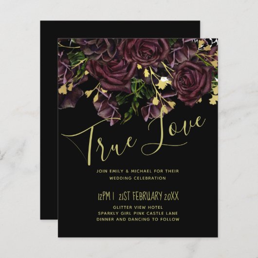 Papier LeahG BUDGET Dark PLUM Rose Mariage (Devant / Derrière)