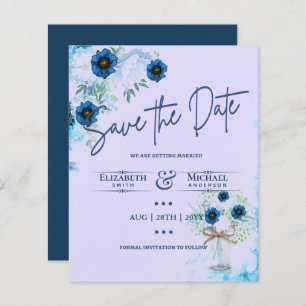 Papier LeahG BUDGET Économisez la date Blue Lilac Florals