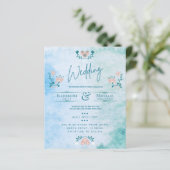 Papier LeahG BUDGET Mariage Inviter Folk Art Peach Turquo (Debout devant)