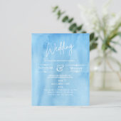 Papier LeahG BUDGET Mariage Inviter Ocean Blue Watercolor (Debout devant)