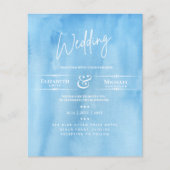 Papier LeahG BUDGET Mariage Inviter Ocean Blue Watercolor (Devant)