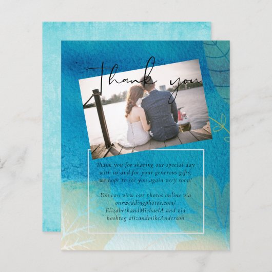 Papier LeahG BUDGET Mariage Océan bleu aquarelle (Devant / Derrière)