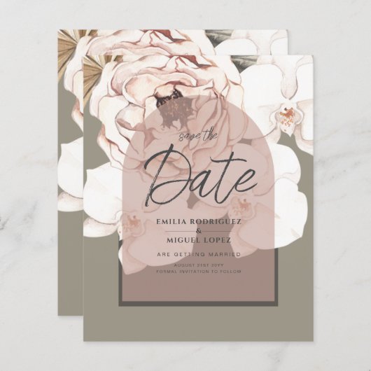 Papier LeahG BUDGET Moss Blush Wedding Enregistrer La Dat (Devant / Derrière)