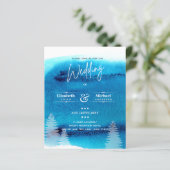 Papier LeahG BUDGET Mountain Blue Wedding Invitation (Debout devant)